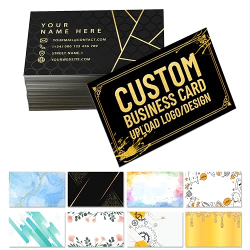 Custom Business Cards - 100 200 500 1000 Tarjetas Para Negocio Personalizadas with Logo Picture Customizable Waterproof for Small Business 300gsm Matte Paper Front & Back Sides Printed 3.5' x 2'