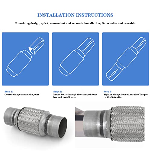 Image of Exhaust Flex Pipe 3 inchx6 inch Heavy Duty Stainless Steel 10 inch OL