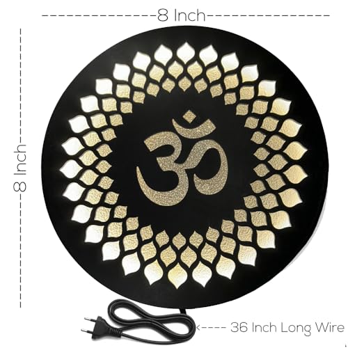 Image of Om LED Backlit Mandir Decor | Moon Wall Lights for Home Decoration | Wall Lamps for Bedroom & Living Room | No Adapter Required