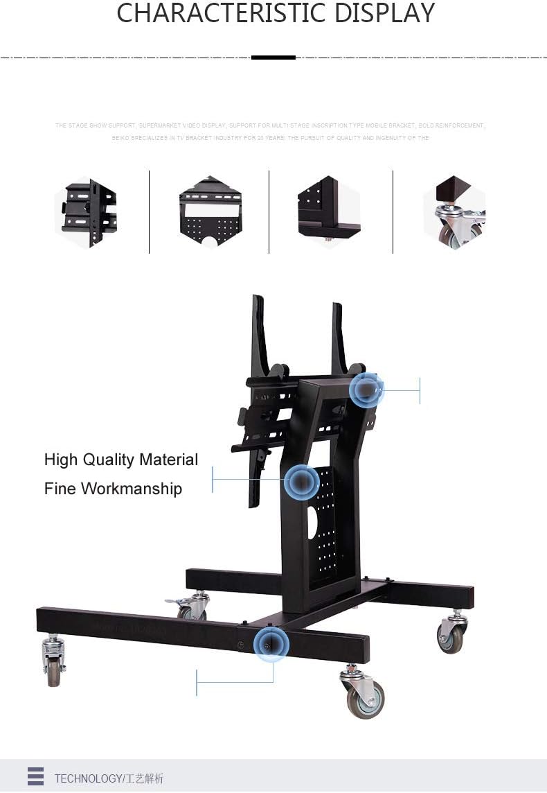 Rolling TV Mount Stand Trolley 32-65inch Plasma Screen LED LCD Monitor Low Height Stand Cart D750
