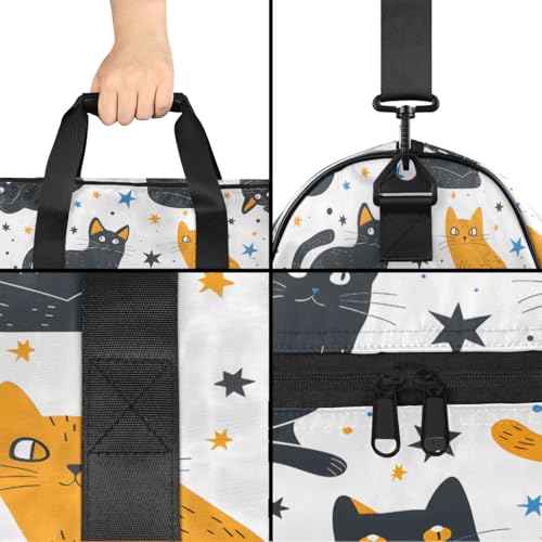 Gym Bag for Men & Women with Shoe & Wet Compartment - Duffel Bags for Travel, Sports, Fitness,Workout Cats Black and Yellow Sports Bag4