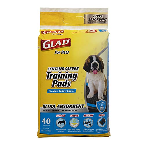 Glad For Pets Heavy Duty Ultra-Absorbent Activated Charcoal Puppy Pads With Leak-Proof Edges | Pee Pads For Dogs Perfect For Training New Puppies, Black, 40 Count #TOP1