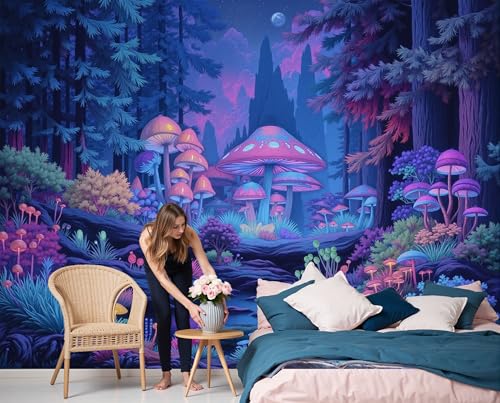 Papier Peint Panoramique Forêt Violette Déco Salon Moderne