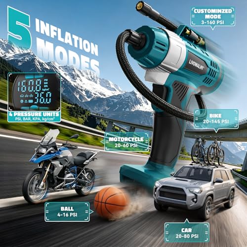 160PSI Cordless Tire Inflator Portable Air Compressor Compatible - image 7