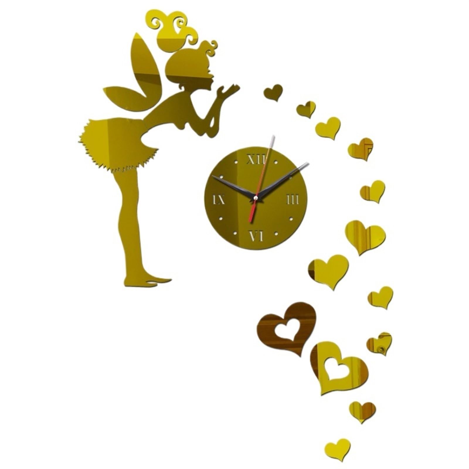 ZPFDSG Wall Sticker Clock Diy Mirror Material Wall Sticker Watches Hearts Decor Special Quartz Clocks For Bedroom