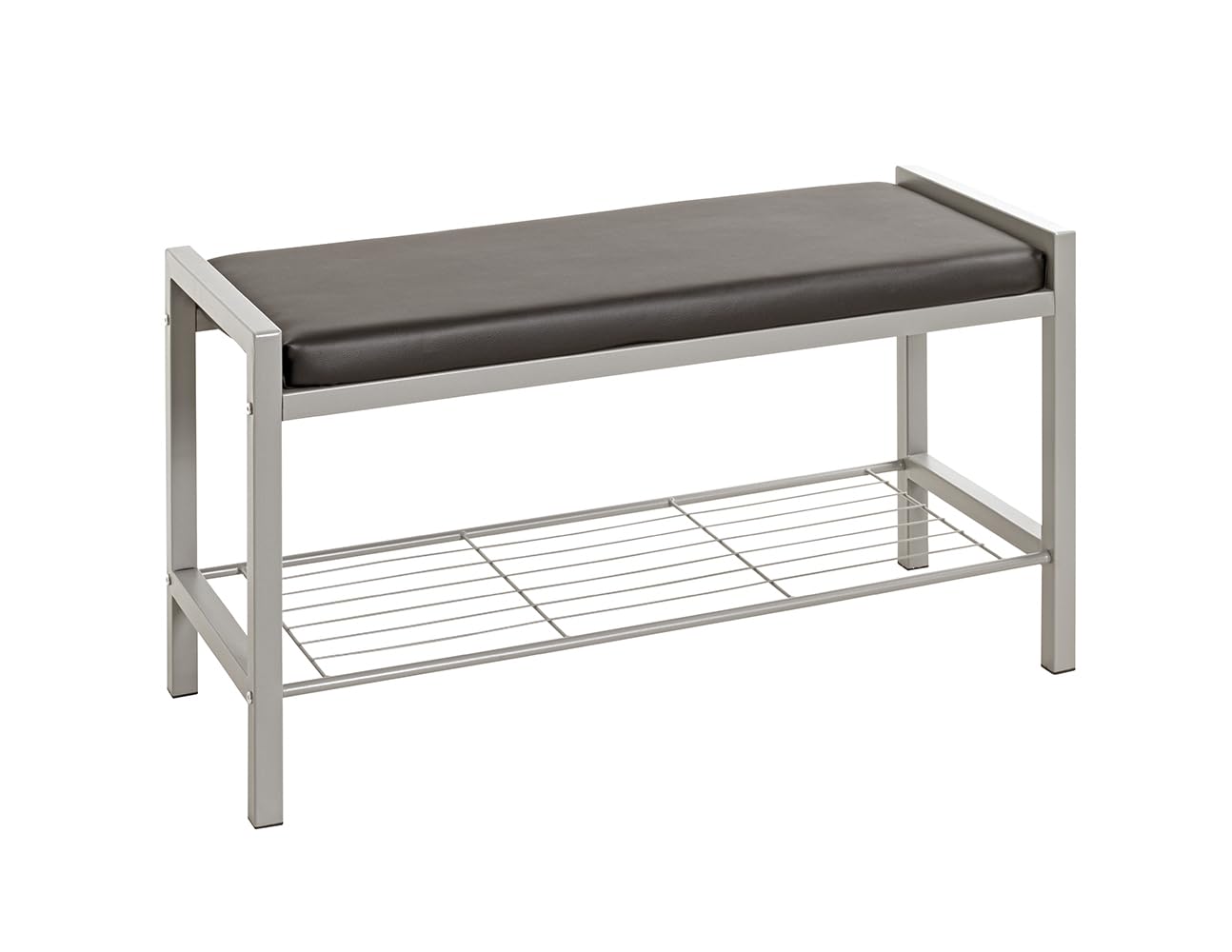 HAKU Panca per scarpe alu, nero, Finta pelle, metallo - Dim. L 80 cm x A 48 cm x P 32 cm, Stile Moderno