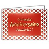 Incluye sobre Afie 69-5133 - Tarjeta Gourmand de cumpleaños para amistad en oro dorado brillante con sobre (formato cerrado, 115 x 170 mm, fabricación francesa, horizontal, fresas, rojo)