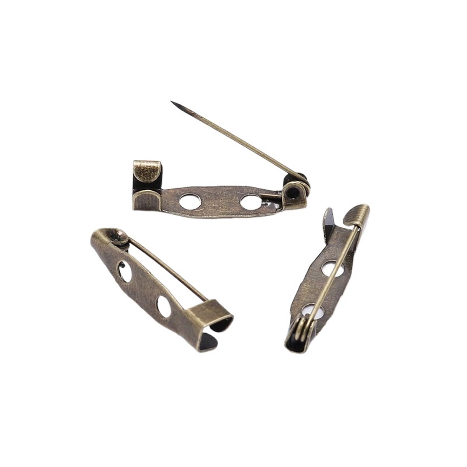 Pins for Clothes, 50Pcs/Set Brooch Pin Backs Brooches Craft Clasp Pins Findings with 2 Holes Tags Making(Bronze,15mm)