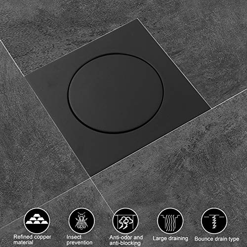Ejoyous Floor Drain Shower Drain, Square Bathroom Drain Large Floor Water Filter Drainer - Image 4
