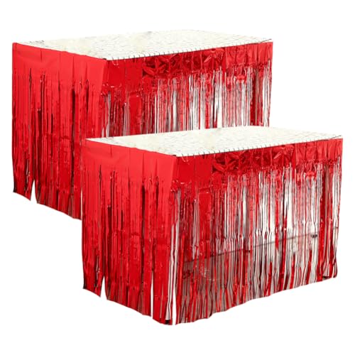 JIHUOO Lametta-Tischröcke, 2,9 m x 75,1 cm, Metallfolie,...