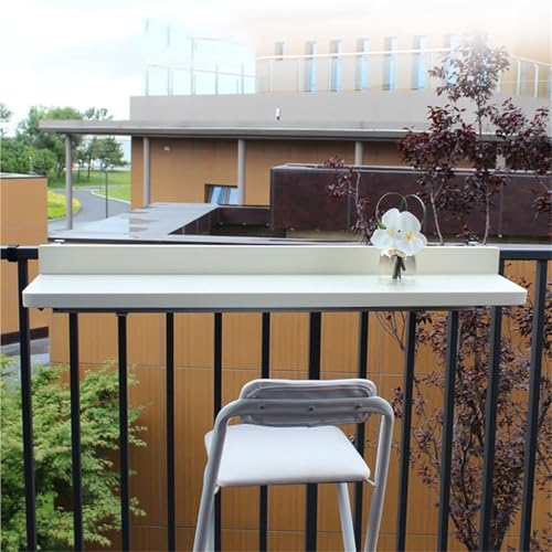 Mesa de terraza colgada con tablero ajustable y plegado vertical 3