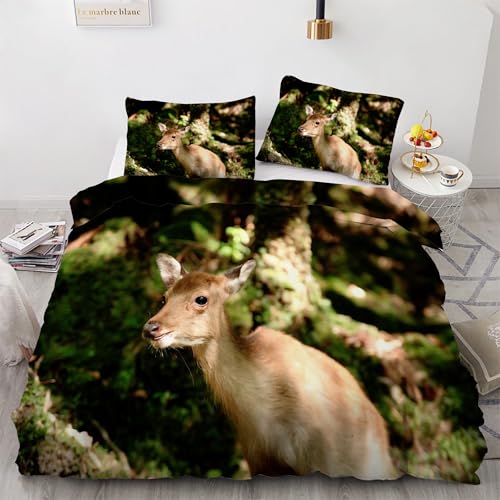 Housse de couette 220x240 antilope jaune en microfibre douce avec zip