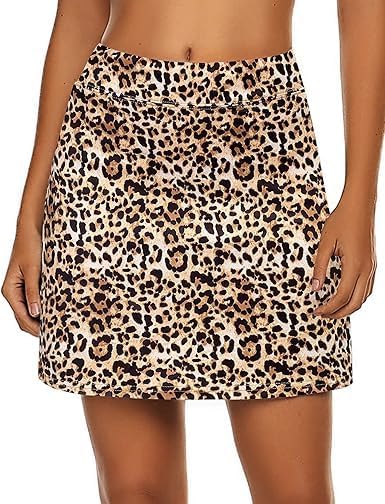 Image of Jawdrobe Women's Women's & Girls High Rise Flared Skorts Stretchy Opaque Skater Skirts with Shorts