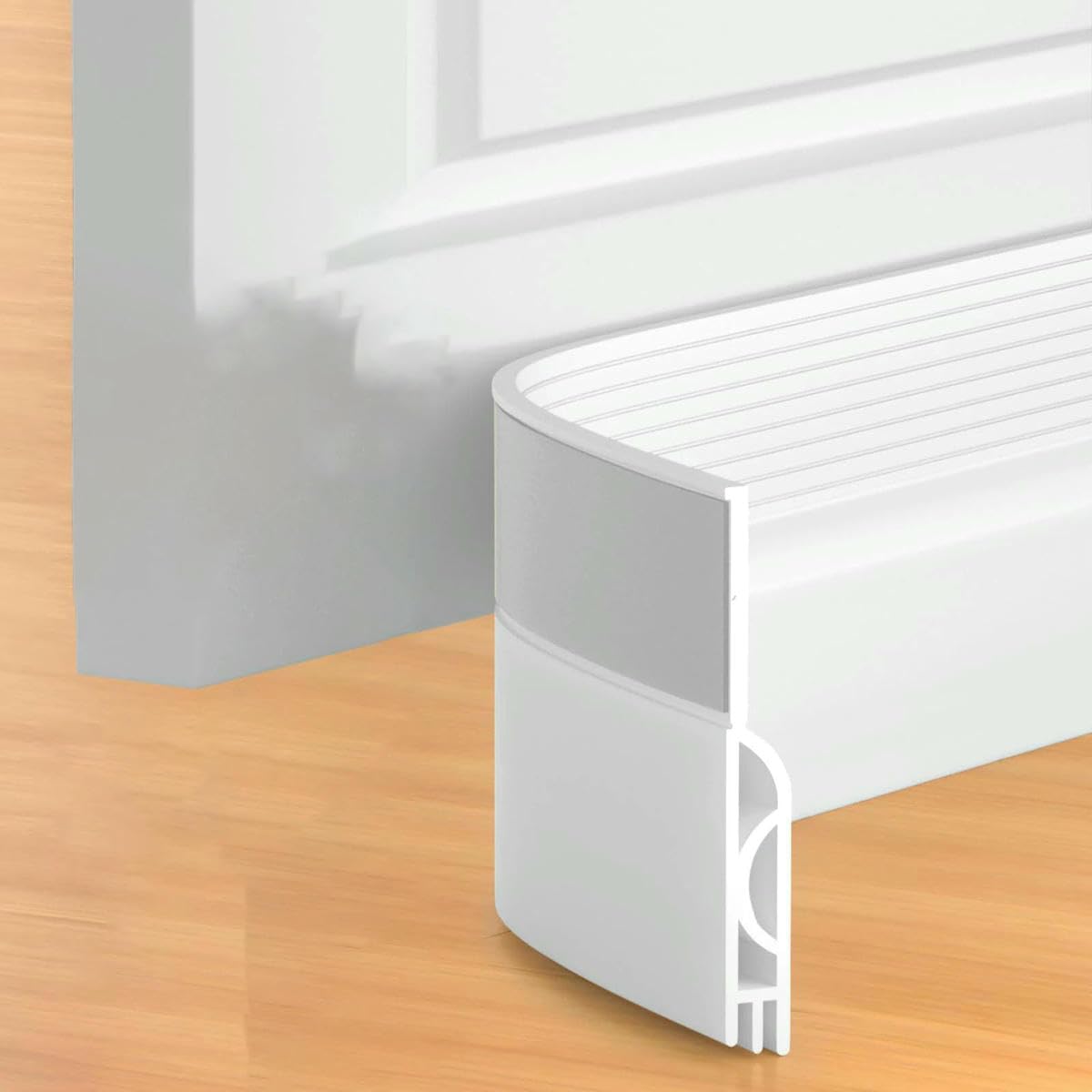 Yfshc 2M-White 1/2M Door Draft Stopper Sweep Under Door Gap Filler Seal Strip Soundproof Insulation Weather Stripping For Heating And Cooling