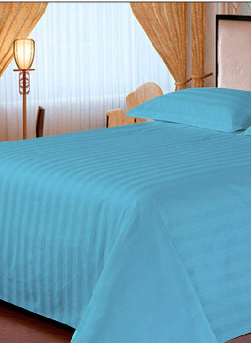 Apsley Linen Damask Stripe Egyptian Cotton 4-PCs Sheet Set Fits Mattress 15-18'' Deep Pocket Luxury Bedding Set High Thread Count Long Staple Sateen Weave Silky Soft Breathable (Twin, Turquoise)