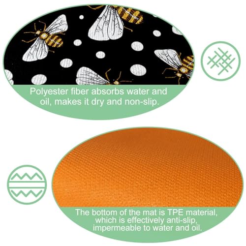 Alfombrilla de cocina lavable negra y alfombra absorbente para cuarto de lavado 6