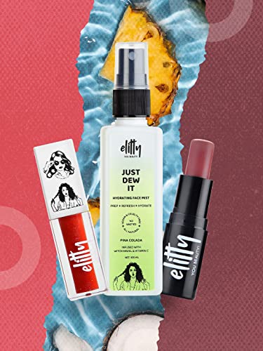 Image of Elitty No Filter Needed Combo (Spray -Pina Colada, Lip Gloss - Pretty Chill, Tint -Levitating) Infused with Witch Hazel & Vit C, Vegan & Cruelty Free, Makeup for Teenagers