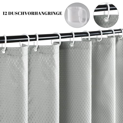 Rideau de douche en polyester gaufré de qualité supérieure gris