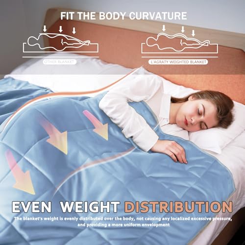 L'AGRATY Weighted Blanket - 60"x80" 15lbs Soft Breathable Heavy Blanket Minky Material with Glass Beads for Adult All-Season Summer Fall Winter Soft Thick Comfort