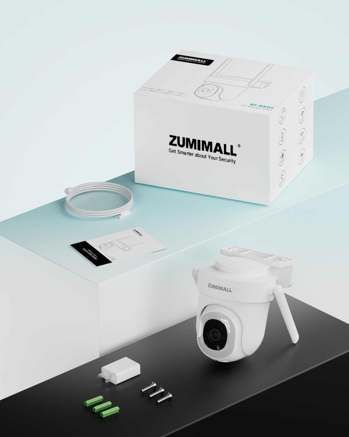 ZUMIMALL 2.5K Überwachungskamera Aussen, Auto-Tracking, 24/7 Aufnahme, 2PCS | 355°/90° PTZ, Kabelgebunden, 2.4/5G Dualband WLAN Kamera überwachung aussen, 5MP Farbnachtsicht, KI-Erkennung