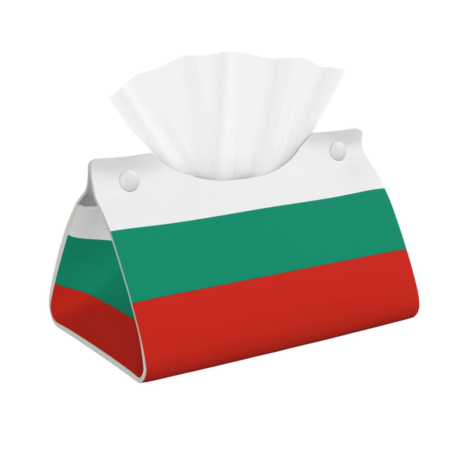 Bulgarian Flag Print Long Tissue Box Cover Holder Foldable Leather Organizer for Vanity, Nightstand, Desk & Bathroom