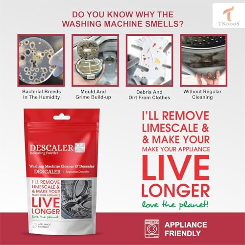 Image of Washing Machine Cleaner & Descaling Powder, Descaler for top load and front load | Washing Machine Drum Cleaner & Tub Cleaner | 100g (Pouch Of 10)