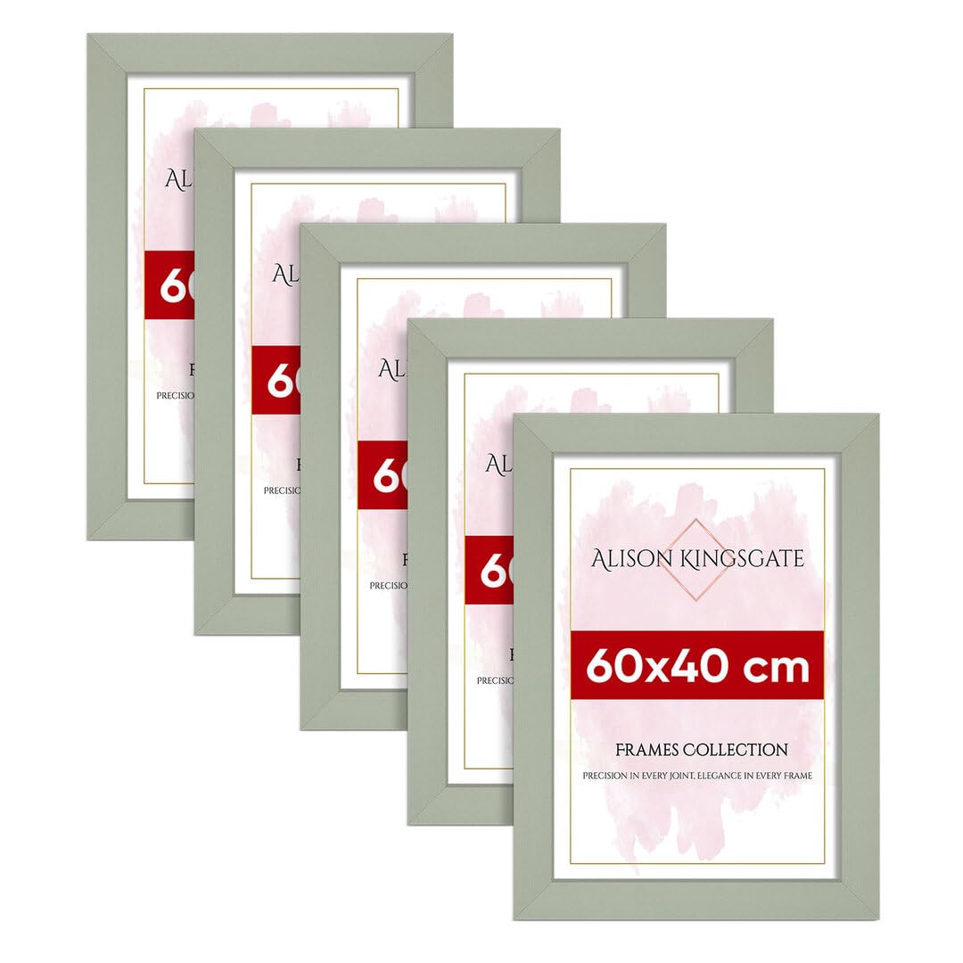 Alison Kingsgate Modern 60X40CM GREEN Photo Frame Pack of 5-Engineered Wood Picture Frames with Shatterproof Perspex - Ideal for Artwork-Wall Mount or Tabletop - Multiple Sizes & Colours Available — image 1