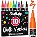 Chalkola Pisaki kredowe do tablic, zmywalne, 10 markerów kredowych, neonowe, 3 mm, dwustronna końcówka, do okien, tablic, tablic suchościeralnych i jako szklana kreda – markery kredowe dla dorosłych i dzieci