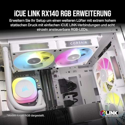CORSAIR iCUE LINK RX140 RGB 140mm PWM-Lüfter – Einzelpackung, Weiß – Ansicht 2