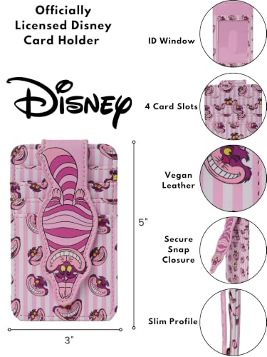 Image of Disney Card Holder Women Slim Compact Wallet Small (Cheshire Cat Pink)