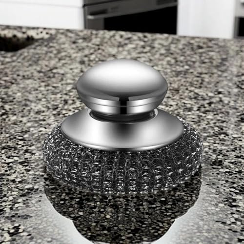 Image of 8Pcs Stainless Steel Wool Scrubber with Handle, Dish Scrubber Cleaning Supplies for Pots, Pans, Grills, Dishes