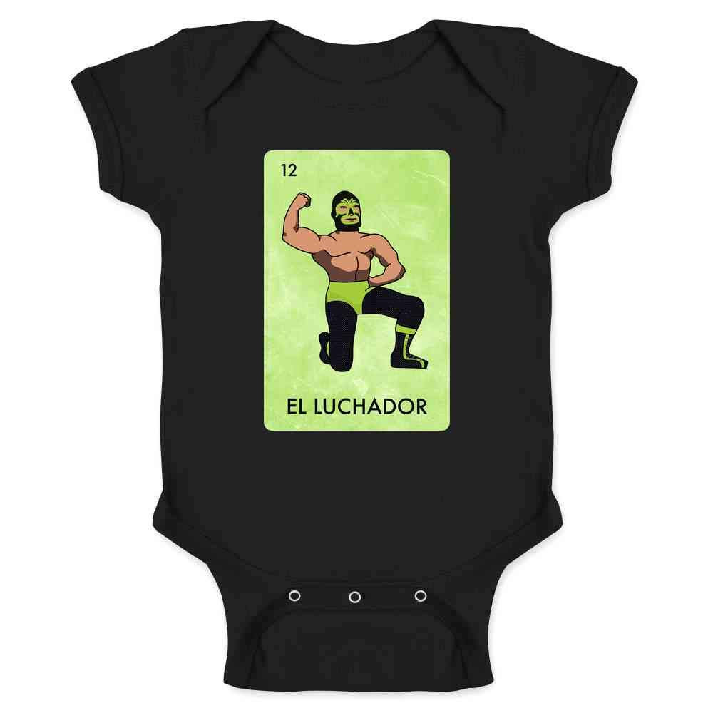 Pop Threads El Luchador Mexican Lottery Parody Mask Wrestler Infant Baby Boy Girl Bodysuit Black 18M