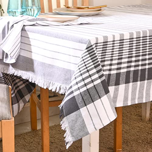 Folkulture Table Cloth 60 x 60 100 Cotton Square Tablecloth for Kitchen Decor White Fabric Tablecloth or Farmhouse Dining Table Cover for Coffee Table Decor Duke Gray
