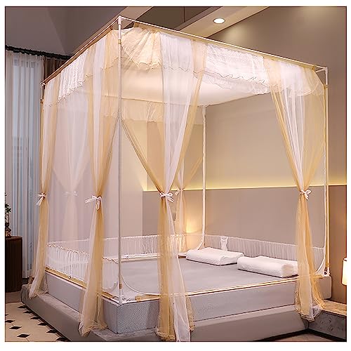 Mosquitera con dosel para cama de acero inoxidable con estructura reforzada rosa