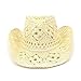 Produktbild Hollowed Handmade Cowboy Strohhut Frauen Männer Sommer Outdoor-Reisen-Strand-Hüte Unisex (Color : Cream)