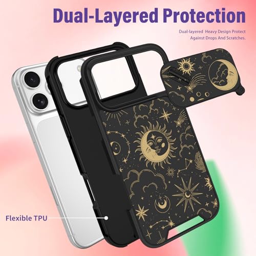 Image of Funermei for iPhone 17 Pro Max Case - Women Girls Cute Phone Cover Pretty Girly Aesthetic Black Butterfly Unique Design with Slide Camera Cover and Dual Protection Funda for iPhone 17 Pro Max Case