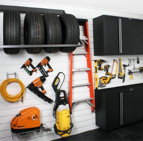 Proslat 88103 Heavy Duty PVC Slatwall Garage Organizer, 4-Feet by 4-Feet Section, White