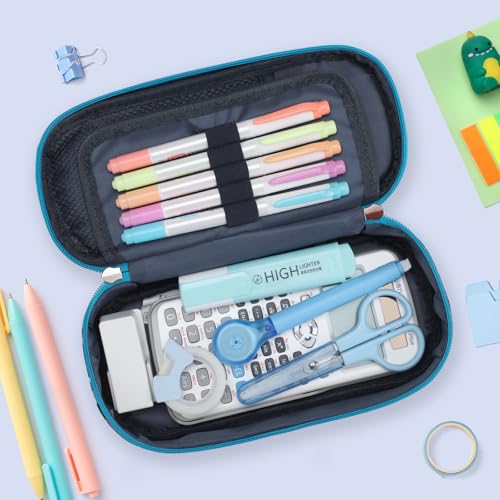 Image of Bagseri Pencil Case for Boys - Large Kids Pencil Pouch for School | Kids Pencil Case Wide Open, Boys Pen Bag with Multi-Slot, Cute Water Resistent Organizer for Stationery, Black Dinosaur