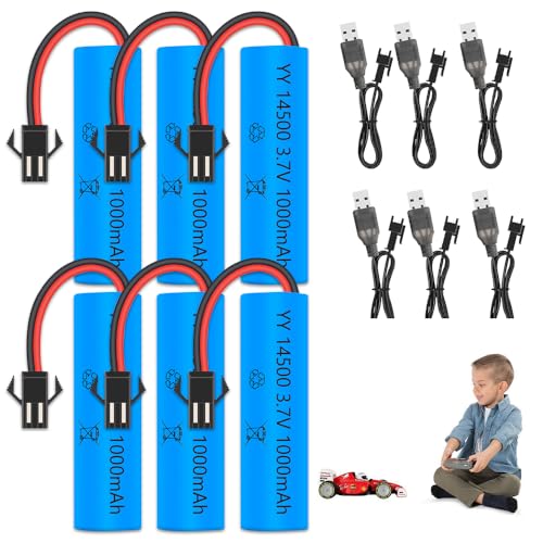 Vmxlso 6 Stück 14500 Li-ion Akku 3,7v, 1000 mAh 14500 Akku, 3 7 Volt akku mit 6 USB Chargers SM-2P Plug, Wiederaufladbare RC Batterien Lithium Lonen Batterie für RC-Autos,Panzer,Buggys,Boote,Roboter Vmxlso 6 Stück 14500 Li-ion Akku 3,7v, 1000 mAh 14500 Akku, 3 7 Volt akku mit 6 USB Chargers SM-2P Plug, Wiederaufladbare RC Batterien Lithium Lonen Batterie für RC-Autos,Panzer,Buggys,Boote,Roboter