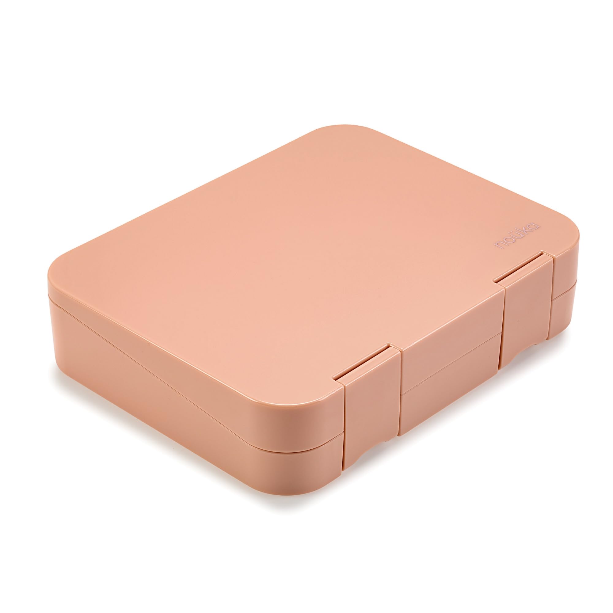 nouka Grand Bento Box | Easy to open latches | Spill Proof Design | 6-Compartment Removable Tray | Soft Blush