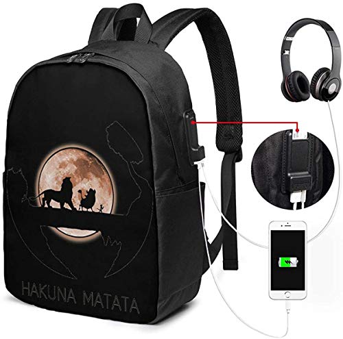 Llynice The Lion King Hakuna Matata: Mochila USB para portátil de 17 pulgadas