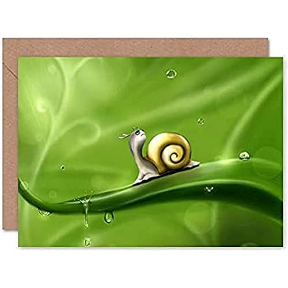Fine Art Prints Cute Snail Rain Greeting Card With Envelope Inside Premium Quality