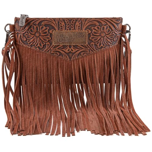 wrangler crossbody small purse for women wristlet fringe bag western purse