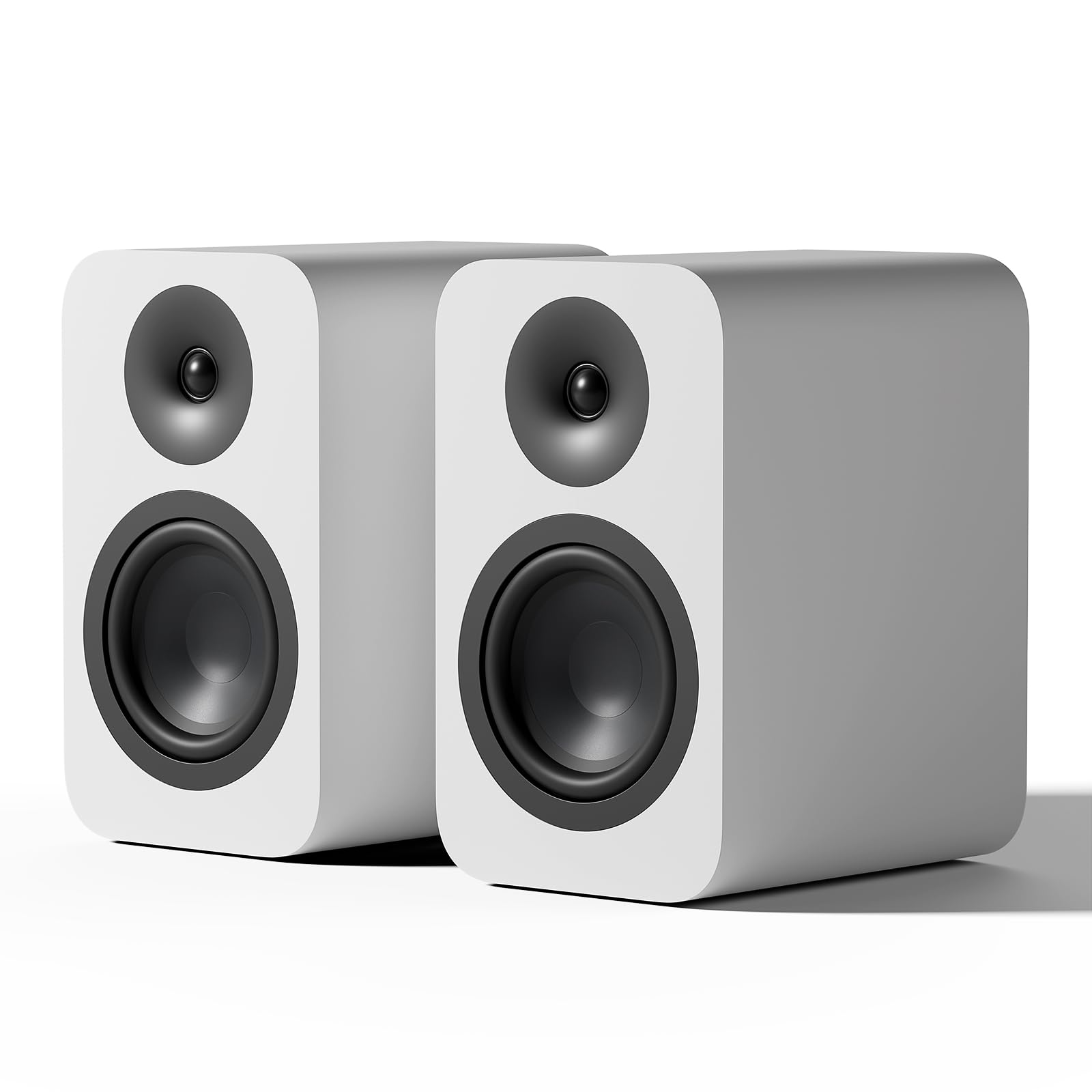 Fosi Audio SP601 Bookshelf Speakers Pair, 2 PCS Passive Studio Speaker Hi-Fi Audio, 6? 160W White Stereo Sound System Wooden Enclosure for Home Theater/TV/Desktop/Indoor