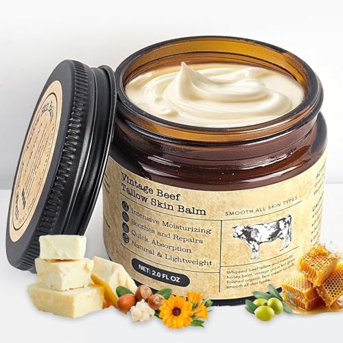MTGBO Beef Tallow Honey Balm for Sensitive Skin: Grass-Fed Whipped Tallow Moisturizer with Manuka...