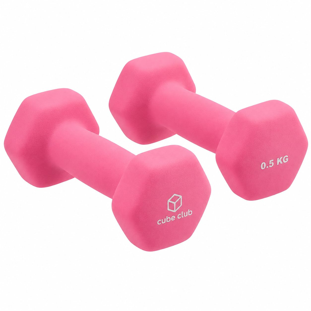 The Cube Club Neoprene Dumbbells Set 0.5kg x 2 for Women & Men | Anti-Slip Hex Dumbbells | Half kg dumbbells| Gym Equipment for Home Workout, Yoga, Pilates& Strength Training – Pink 1kg-image-47