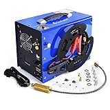 TOAUTO A3 PCP Air Compressor, Unique Vertical+Wire Spool Portable Design, Auto-Stop, Oil/Water-Free, 4500Psi/30Mpa, 8MM Quick-Connector for Paintball/PCP Air Rifle/Tank, 110V AC or 12V Car Battery