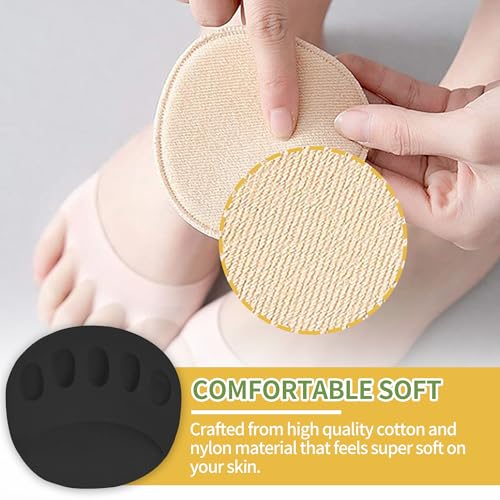 Image of SooGree Honeycomb Fabric Forefoot Pads, Invisible Metatarsal Socks Pads,Reusable Forefoot Pads Ball of Foot Cushions for Relieving Foot Fatigue (3 Pairs Beige+1 Pair Black+ 1 Pair Gray)