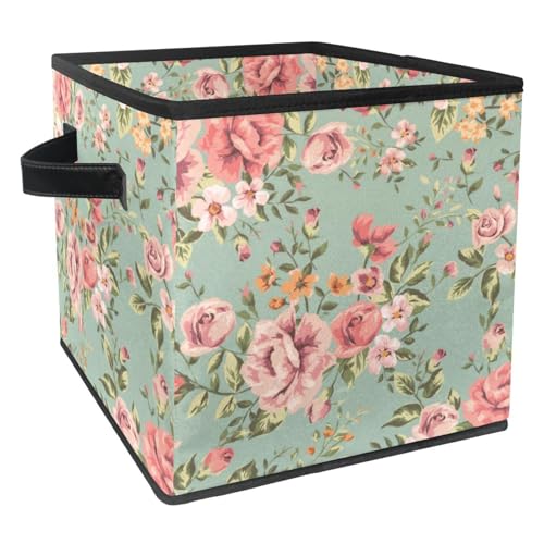 Boîte de rangement cube pliable fleurs vintage pour éliminer le désordre