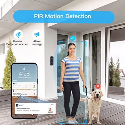 SUDNJIALQ Campainha de campainha de porta dianteira inteligente wi-fi sensor de movimento infraverme